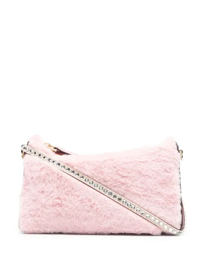 Manu Atelier Mini Prism Faux-fur Shoulder Bag In Pink Faux Fur