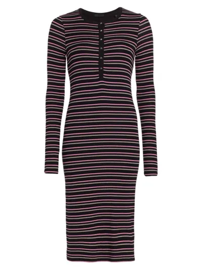 Atm Anthony Thomas Melillo Striped Bodycon Dress In Black Combo