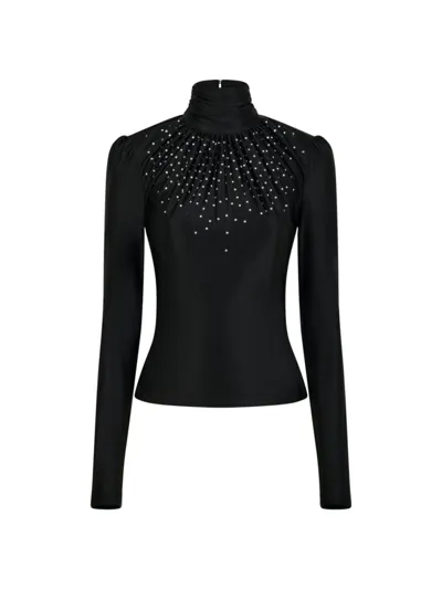 Rabanne Faux Pearl Embellished Top In Black