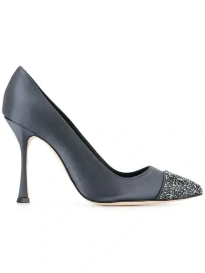 Manolo Blahnik Crystalbi 105 Pumps In Grey