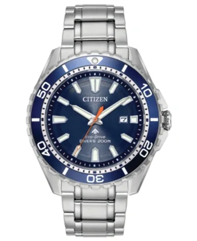 Citizen Eco-drive Men's Promaster Diver Stainless Steel Bracelet Watch 44mm In Silver