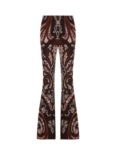 Etro Tamara Paisley-print Flared Wool-blend Trousers In Multicolor