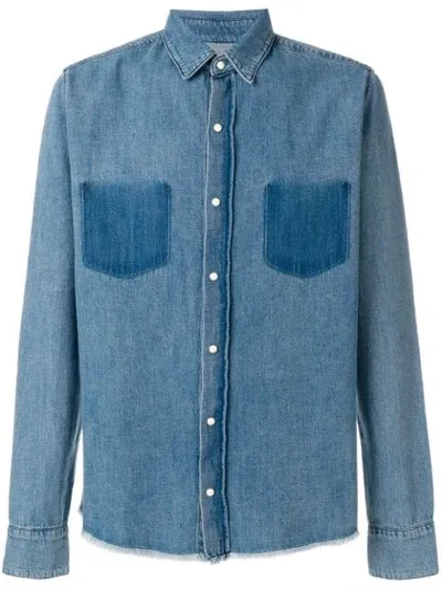 Rta Frayed Hem Denim Shirt In Blue