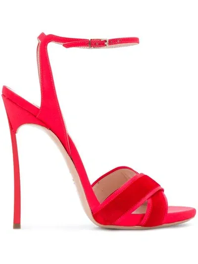 Casadei Crossover Strap Sandals In Red