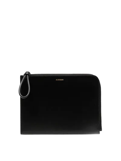 Jil Sander Logo-print Clutch Bag In Black