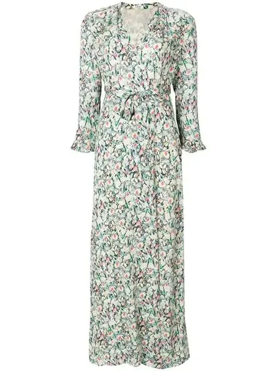 Vilshenko Floral Wrap Dress In Green