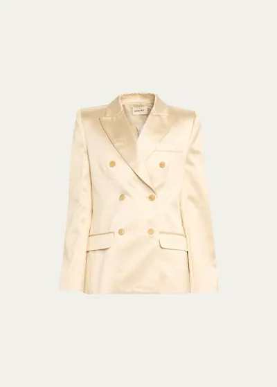 Khaite Balton Double-breasted Wool-blend Coat In Custard