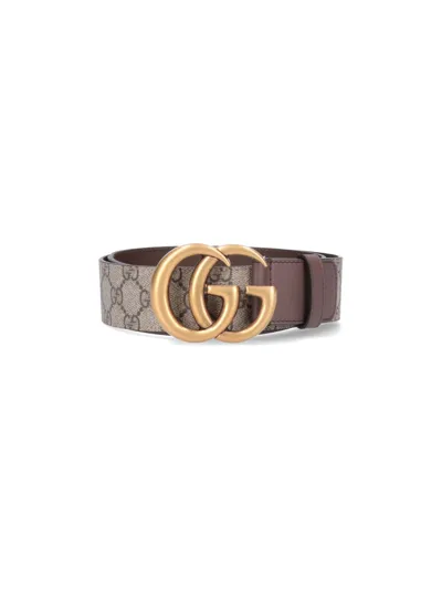 Gucci Gg Pattern Belt In Beige