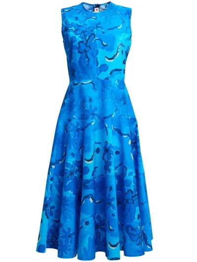 Marni Floral Patterned Midi Dress In Blue