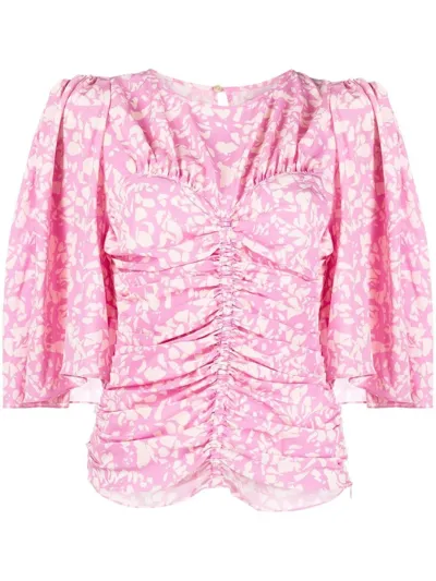 Isabel Marant Lidiane Flutter-sleeve Ruched Blouse In Pk Pink