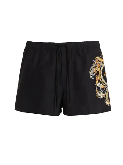 Versace Milano Print Tech Swim Shorts In Black