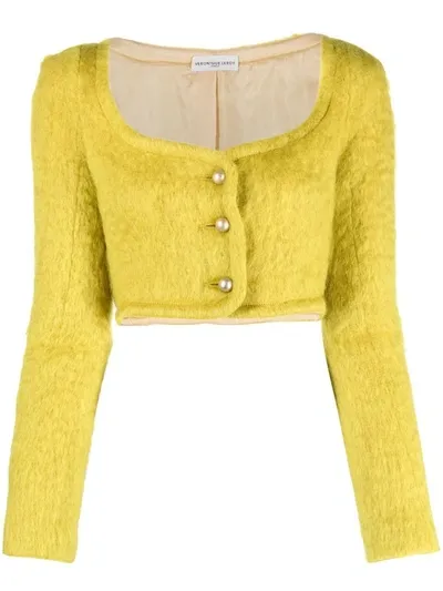 Veronique Leroy Cropped Mohair-wool Cardigan In 71 Planetree