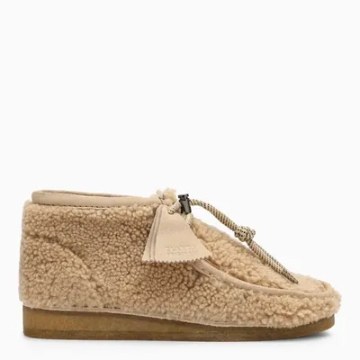 Moncler Genius Beige Ankle Boots In Faux Shearling