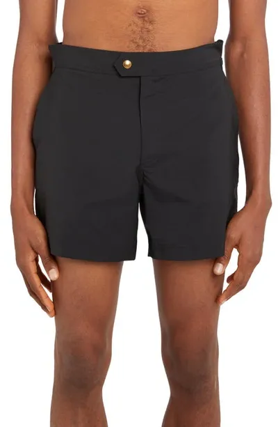 Tom Ford Men's Compact Poplin Swim Shorts In Black