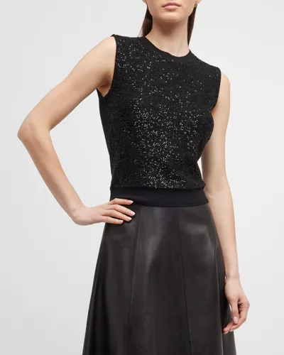 St John Sequin Knit Shell In Black