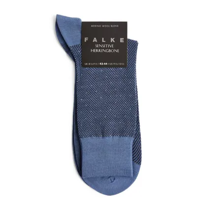 Falke Men's Sensitive Herringbone Socks In Dusty Blue