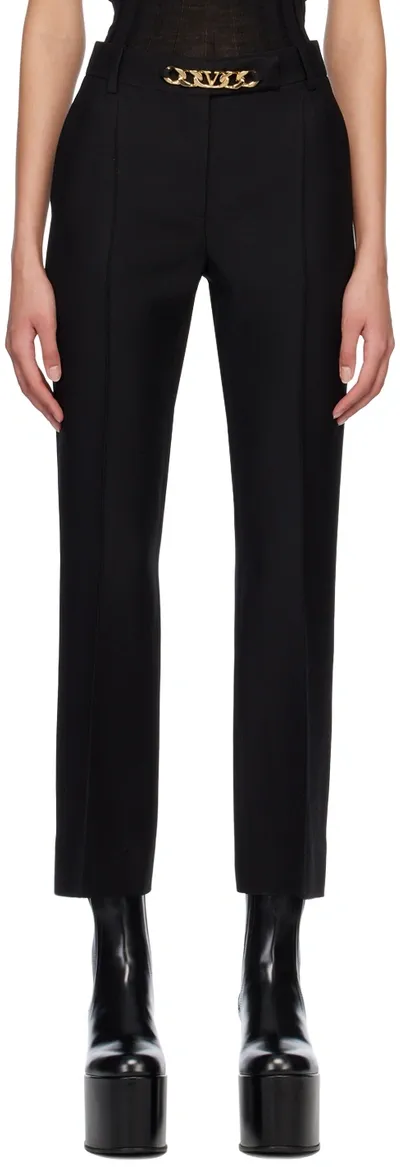 Valentino Crepe Couture Vlogo Chain Trousers Woman Black 44