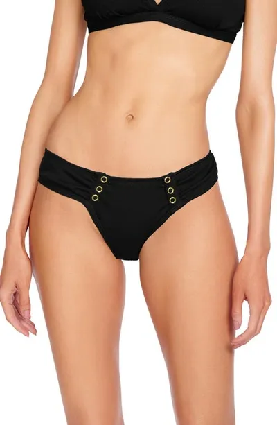 Robin Piccone Amy Side Tab Bikini Bottoms In Licorice