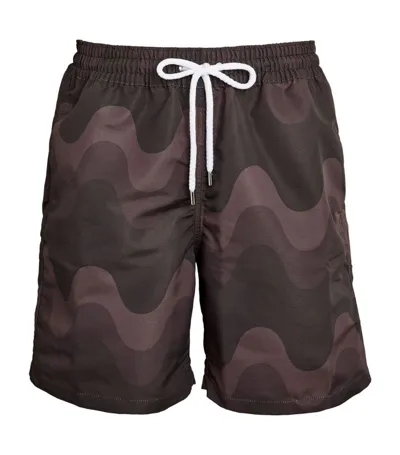 Frescobol Carioca Sport Swim Printed Swim Trunks In Dark Oak