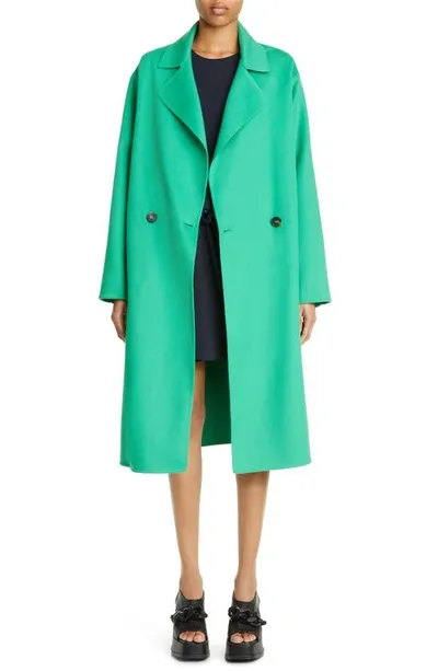 Stella Mccartney Double-breasted Wool Coat In Green