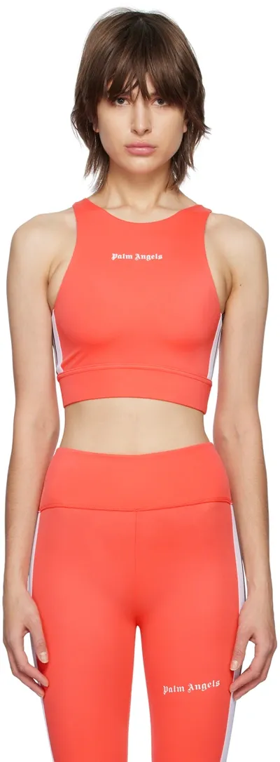 Palm Angels Logo-print Training Top In Mock/orange