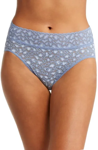 Hanky Panky X-dye French Lace Briefs In Stonewash Blue/serenity Blue