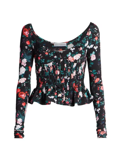 Rabanne Floral-print Corset-style Blouse In Black Rose Garden