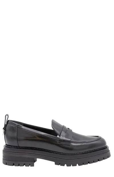 Sergio Rossi Black Leather Loafers In Nero