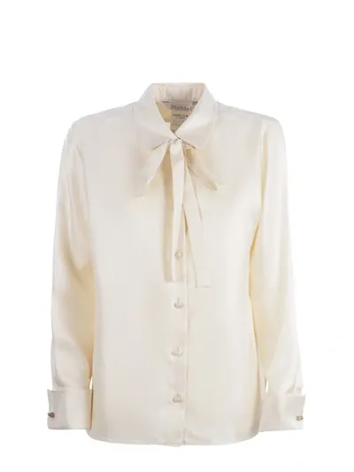 Max Mara Toano Silk Satin Twill Shirt In Crema