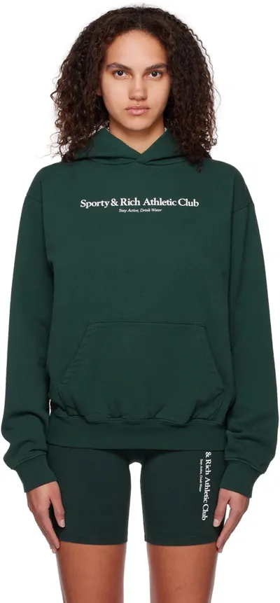 Sporty And Rich Athletic Club Cotton Hoodie In Green