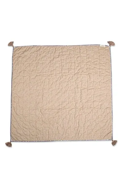 Crane Baby Kids' Quilted Cotton Baby Blanket In Tan White