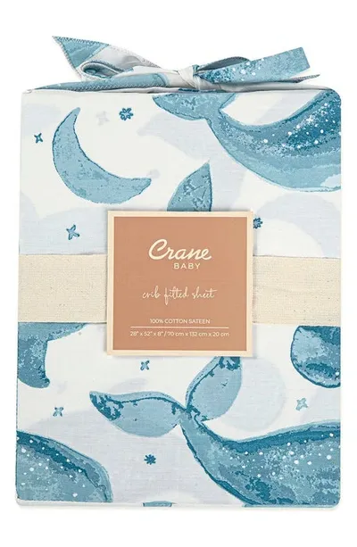 Crane Baby Kids' Fitted Crib Sheet In Blue Whale