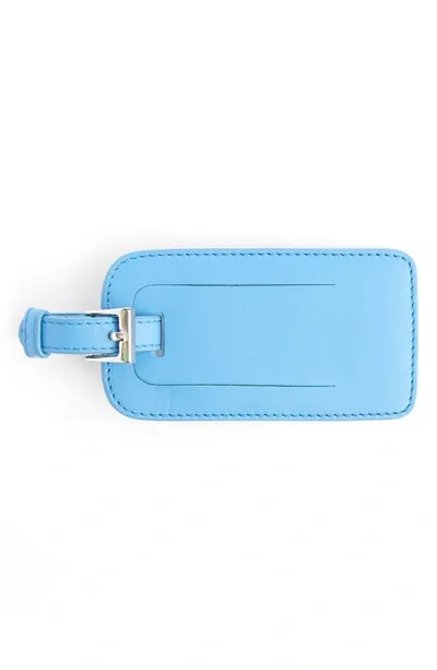 Royce New York Personalized Leather Luggage Tag In Light Blue - Gold Foil