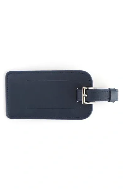 Royce New York Personalized Leather Luggage Tag In Navy Blue- Gold Foil