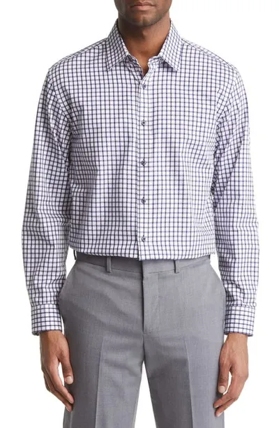 Daniel Hechter Trim Fit Windowpane Check Cotton Dress Shirt In Navy