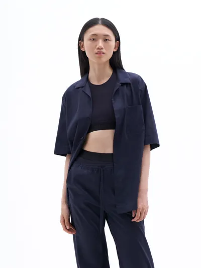 Filippa K Notched-collar Cotton Pyjama Shirt In Blue