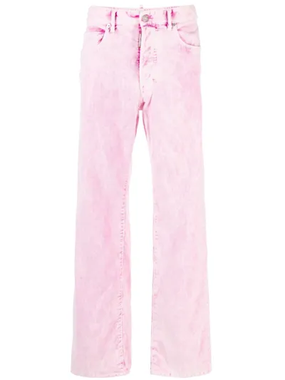 Dsquared2 San Diego Corduroy Washed Wide Jeans In Pink