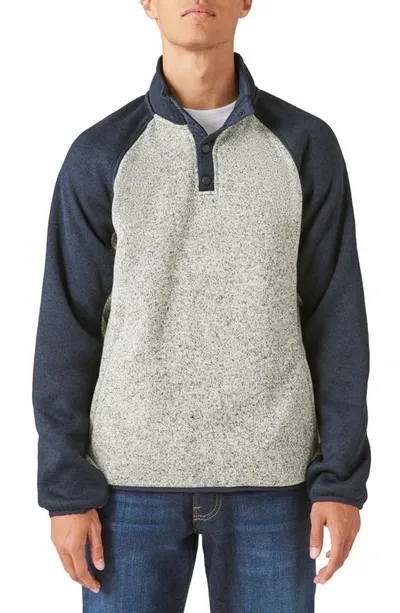 Lucky Brand Colorblock Mock Neck Raglan Pullover In Blue Multi