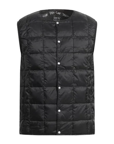 Taion Crew Neck Down Vest Gilet In Black