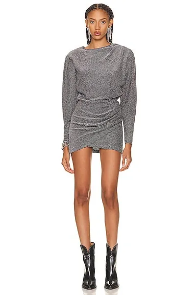 Isabel Marant Étoile Benedicte Gathered Metallic Stretch-jersey Mini Dress In Silver