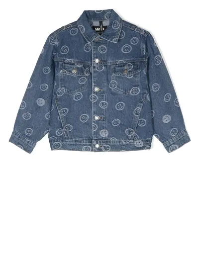 Molo Kids' Logo-jacquard Denim Jacket In Blue