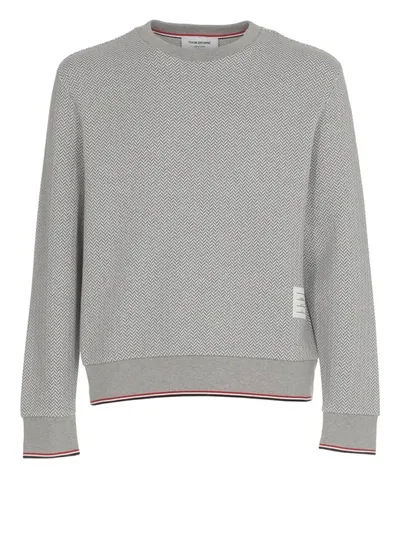 Thom Browne Herringbone Pattern Sweater In Grey