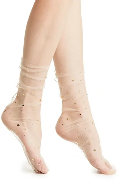 High Heel Jungle Starry Sky Tulle Socks In Nude