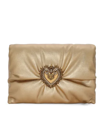 Dolce & Gabbana Women's Small Devotion Padded Metallic Leather Shoulder Bag In Gold