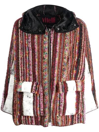 Vitelli Knitted Hooded Cardigan In Multicolor