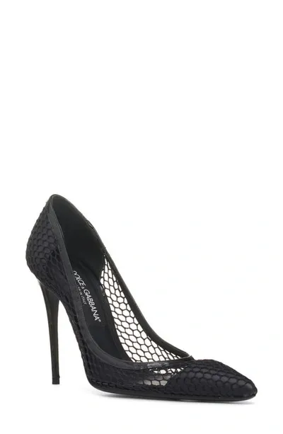 Dolce & Gabbana Vernice Netted Pumps In Black