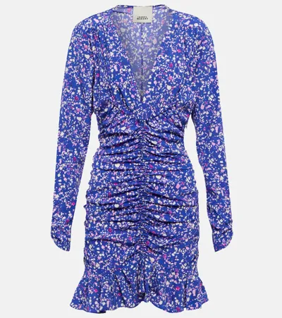 Isabel Marant Lara Printed Silk-blend Minidress In Blue