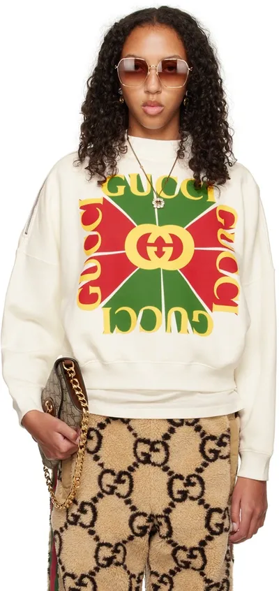 Gucci Vintage Logo Cotton Sweatshirt In White