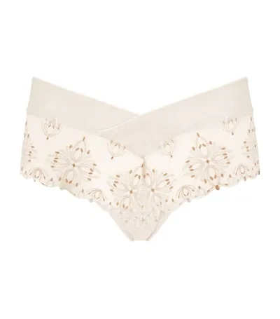 Chantelle Champs Elysees Floral Embroidery Briefs In Cappuccino