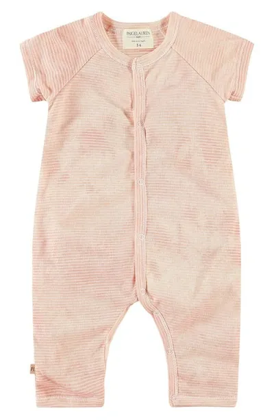 Paigelauren Babies' Rib Marble Short Sleeve Romper In Marble Orange